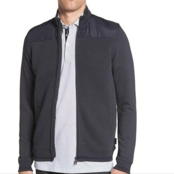 NWT Ted Baker London Sardin Full Zip Bomber Jacket Size 5 XL Charcoal Gray